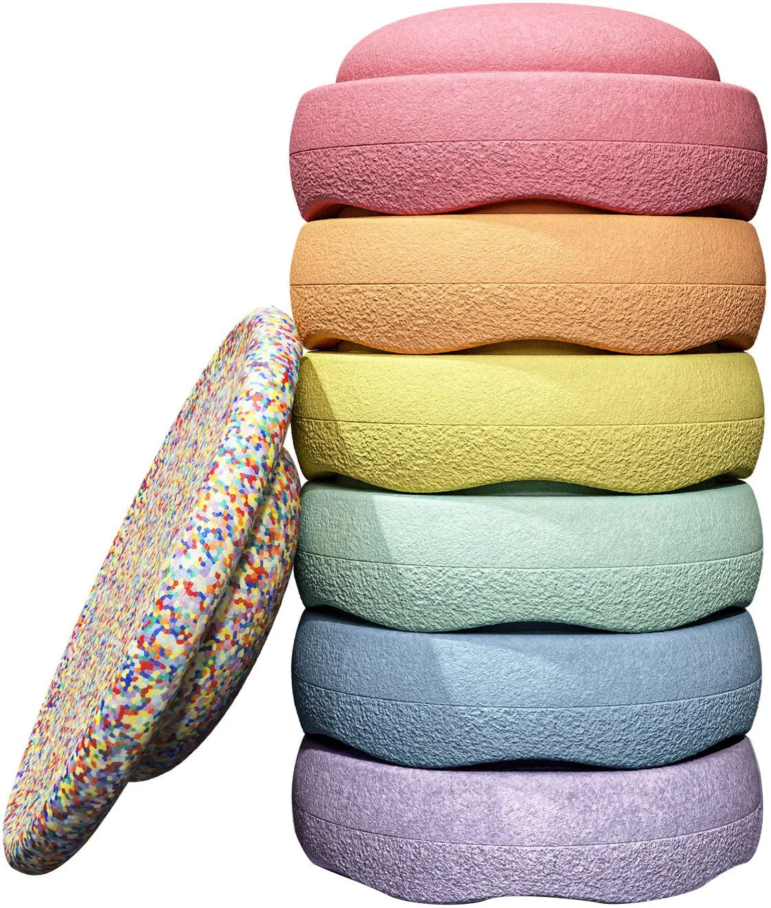 STAPELSTEIN Balancetrainer Stapelstein® Rainbow Set Pastel inkl. Balance Board