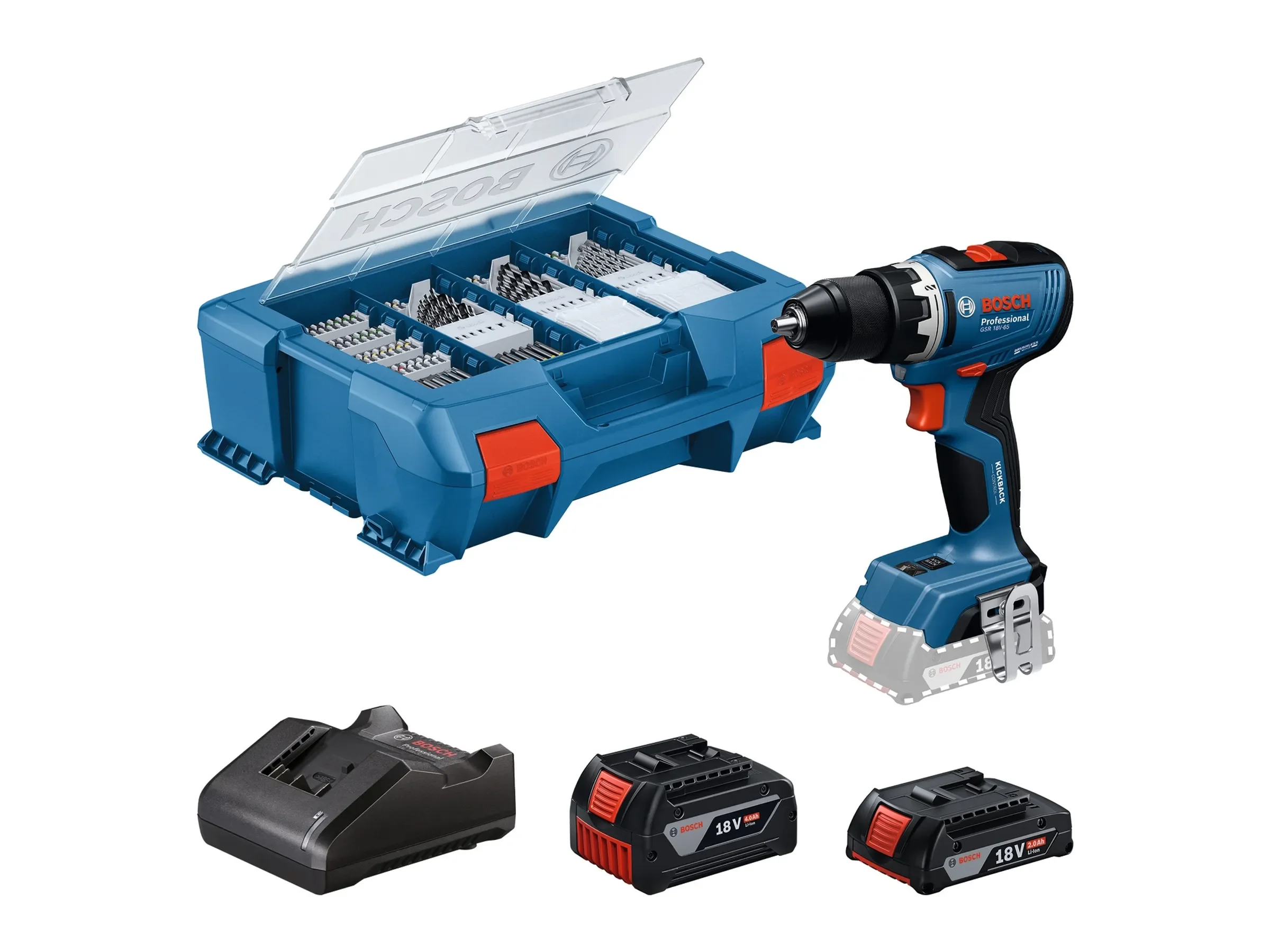 Akku-Bohrschrauber 18 V – 63 Nm inkl. 2 Akkus & Ladegerät in L-Boxx