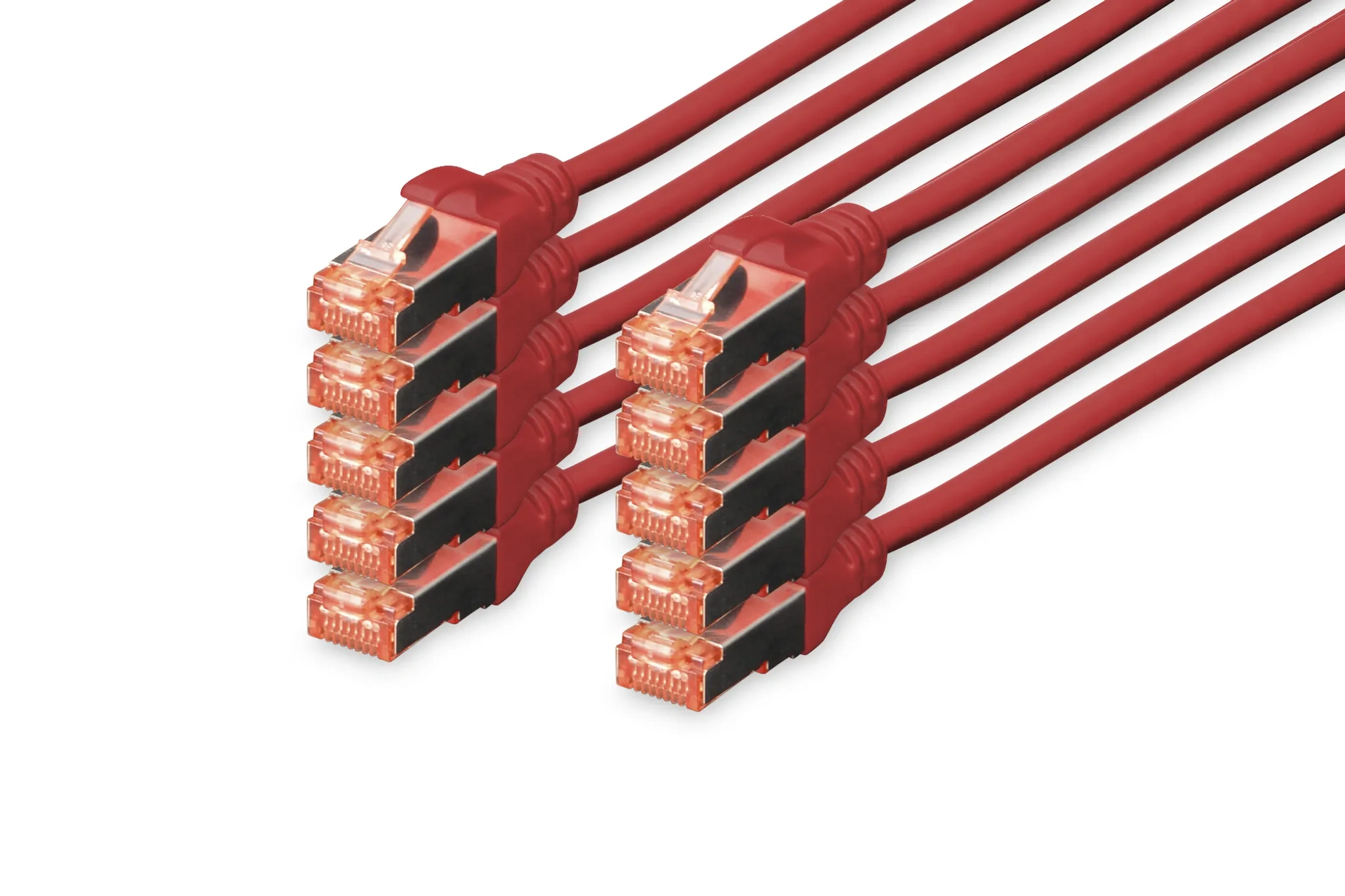 DIGITUS Patchkabel Set – CAT 6 S/FTP, 0,5 m, Rot (10 Stück)