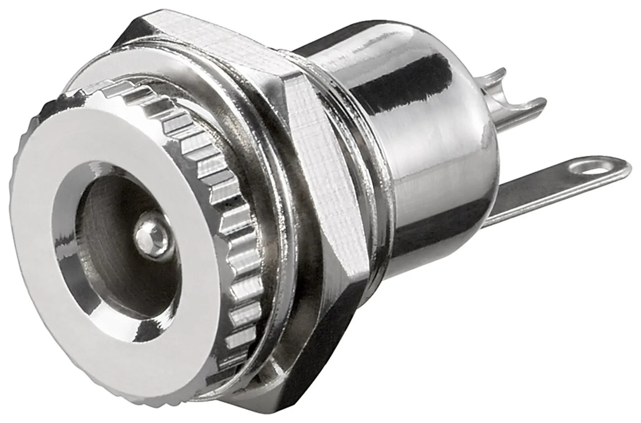 DC-Einbaubuchse 2,1 mm – Metallausführung mit Lötfahnen
