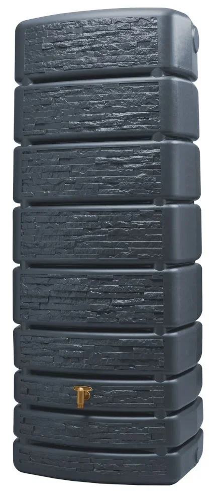 4rain Regenwasser-Wandtank Slim 500 L – Graphitgrau Stonedecor
