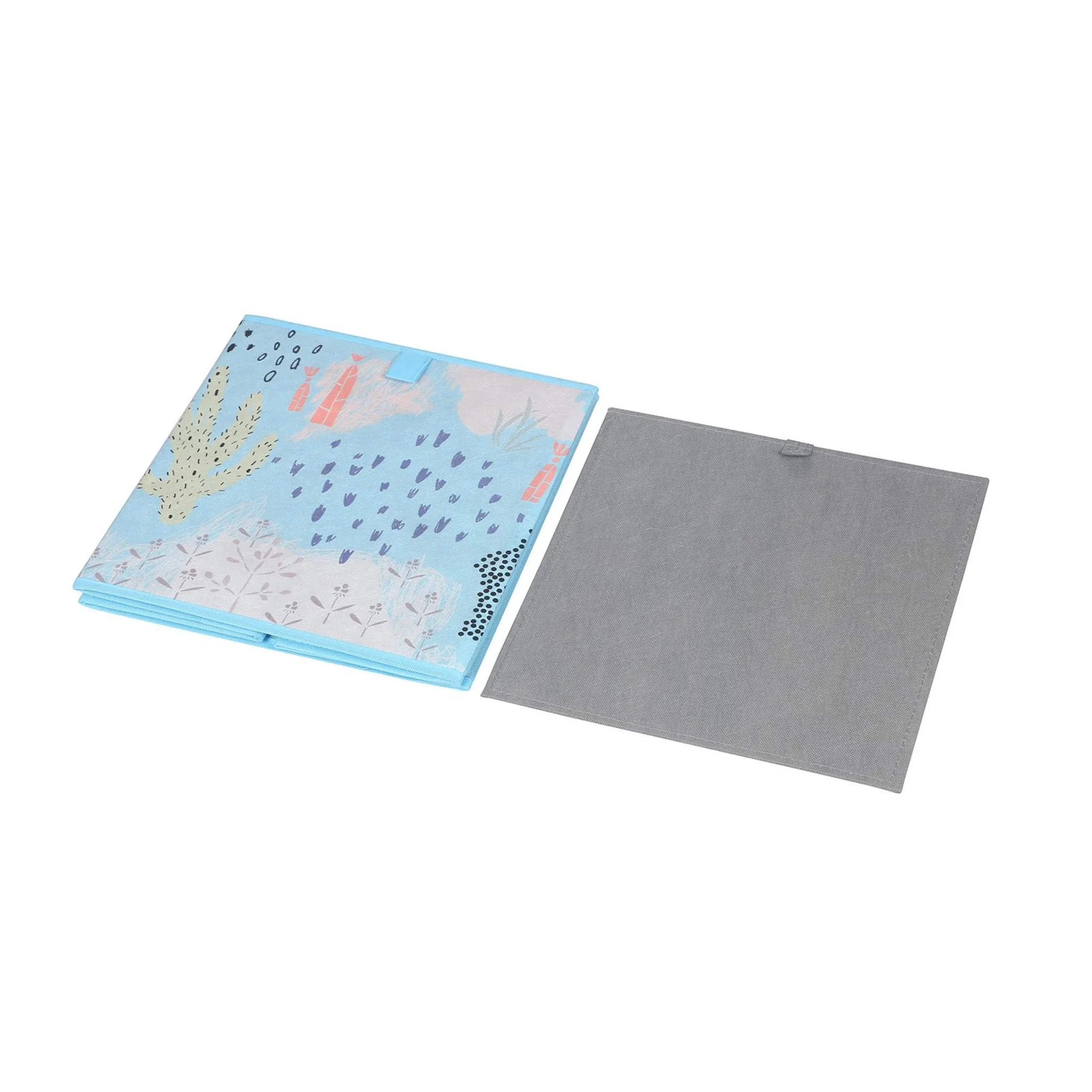 Faltbox FLOWER MORNING-2 – 2er Set (32×32×32 cm), hellblau