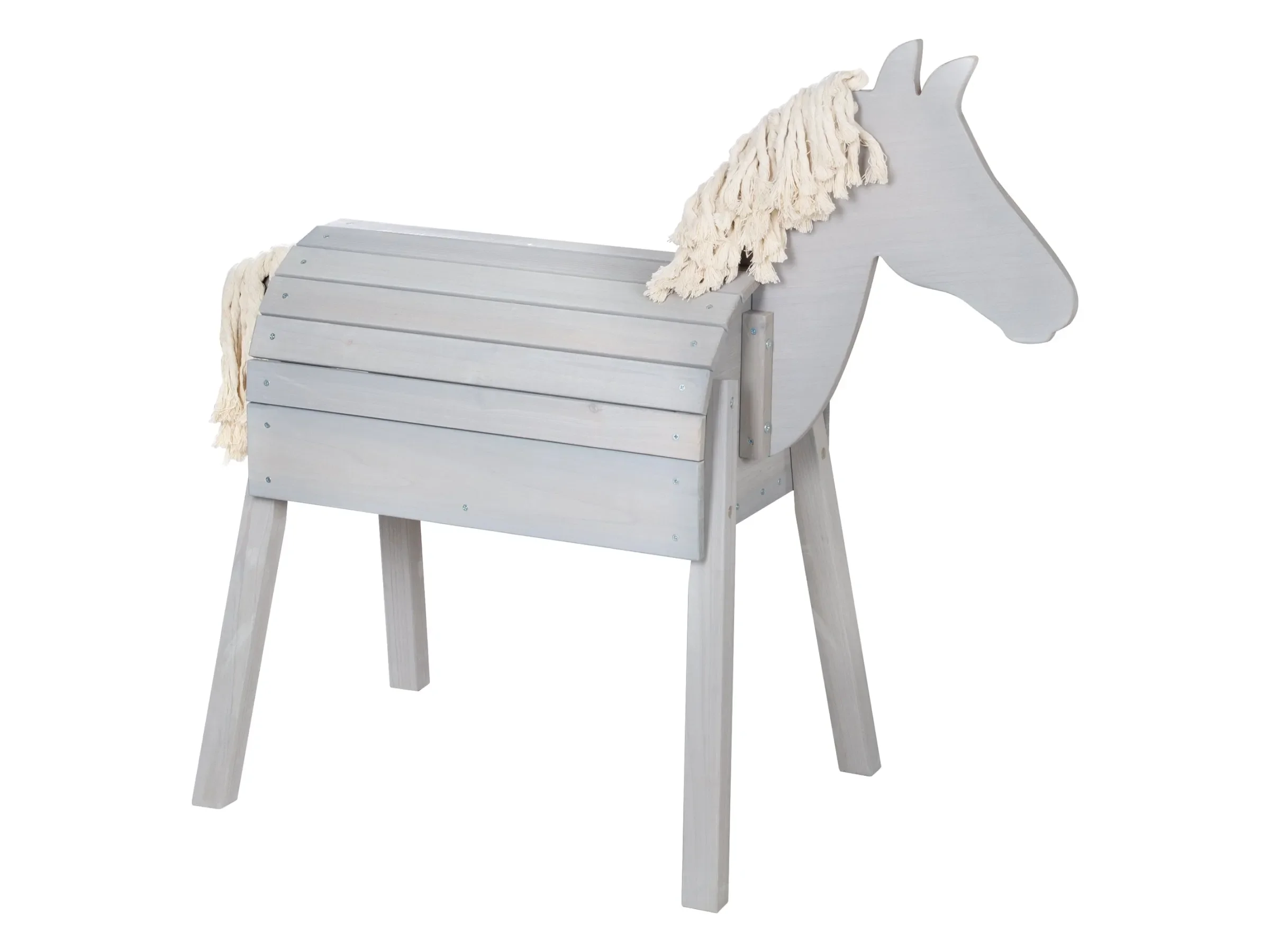 roba Spiel- & Voltigierpferd Sheddie aus Massivholz – Grau, Rückenhöhe 70 cm