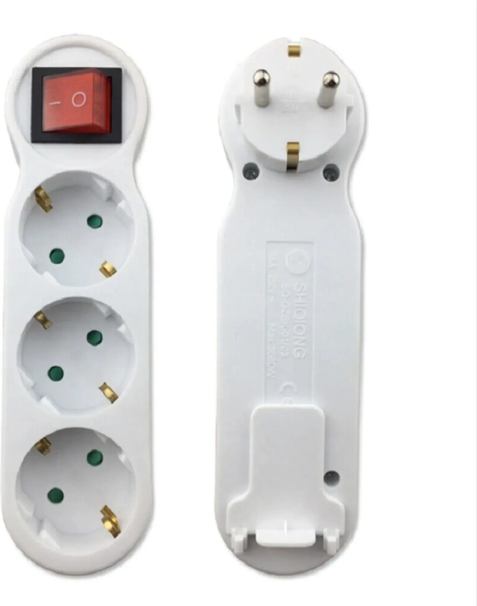 3-Fach Steckdosenadapter mit Schalter – Weiß