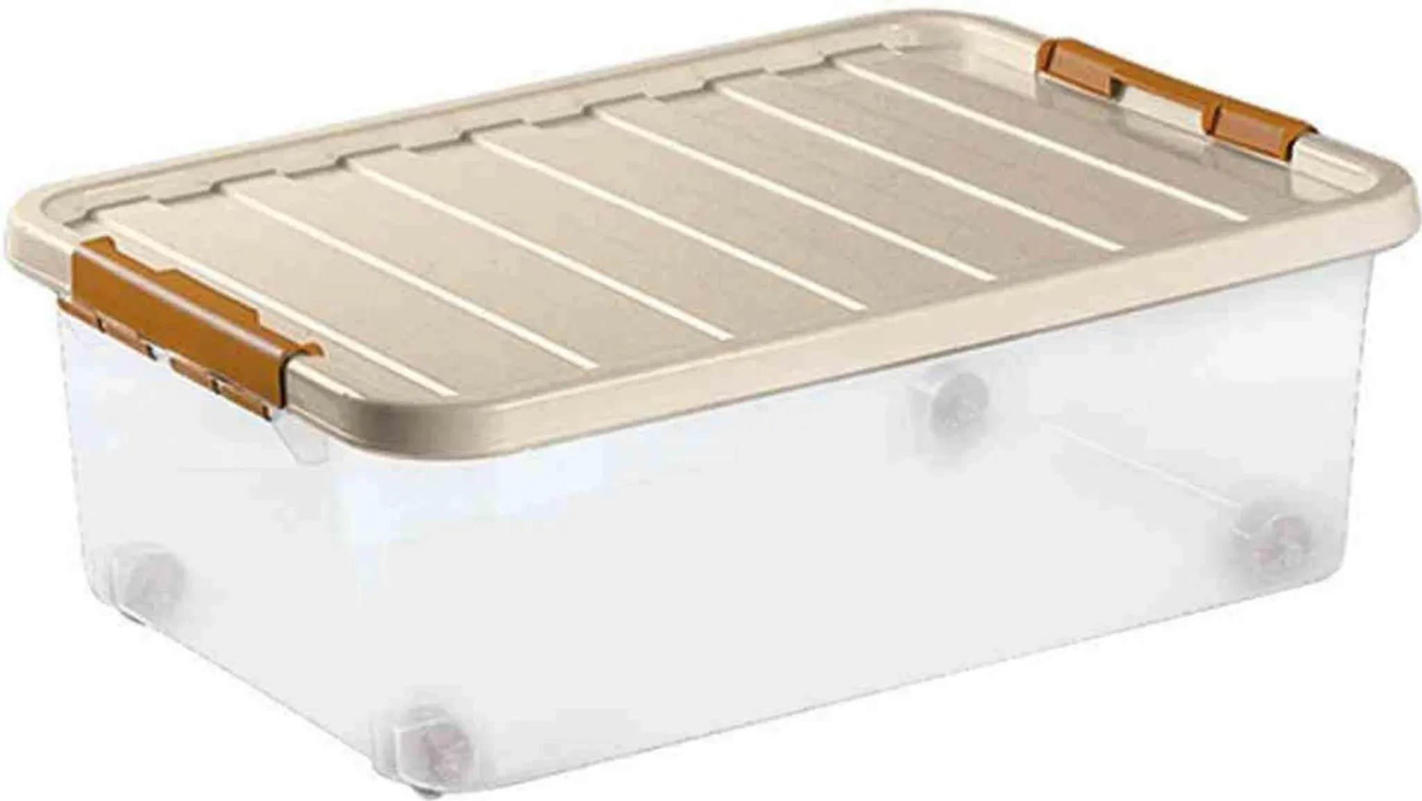 Heidrun Clipbox mit Deckel & Rollen – 25 Liter, stapelbar (Farbe zufällig)