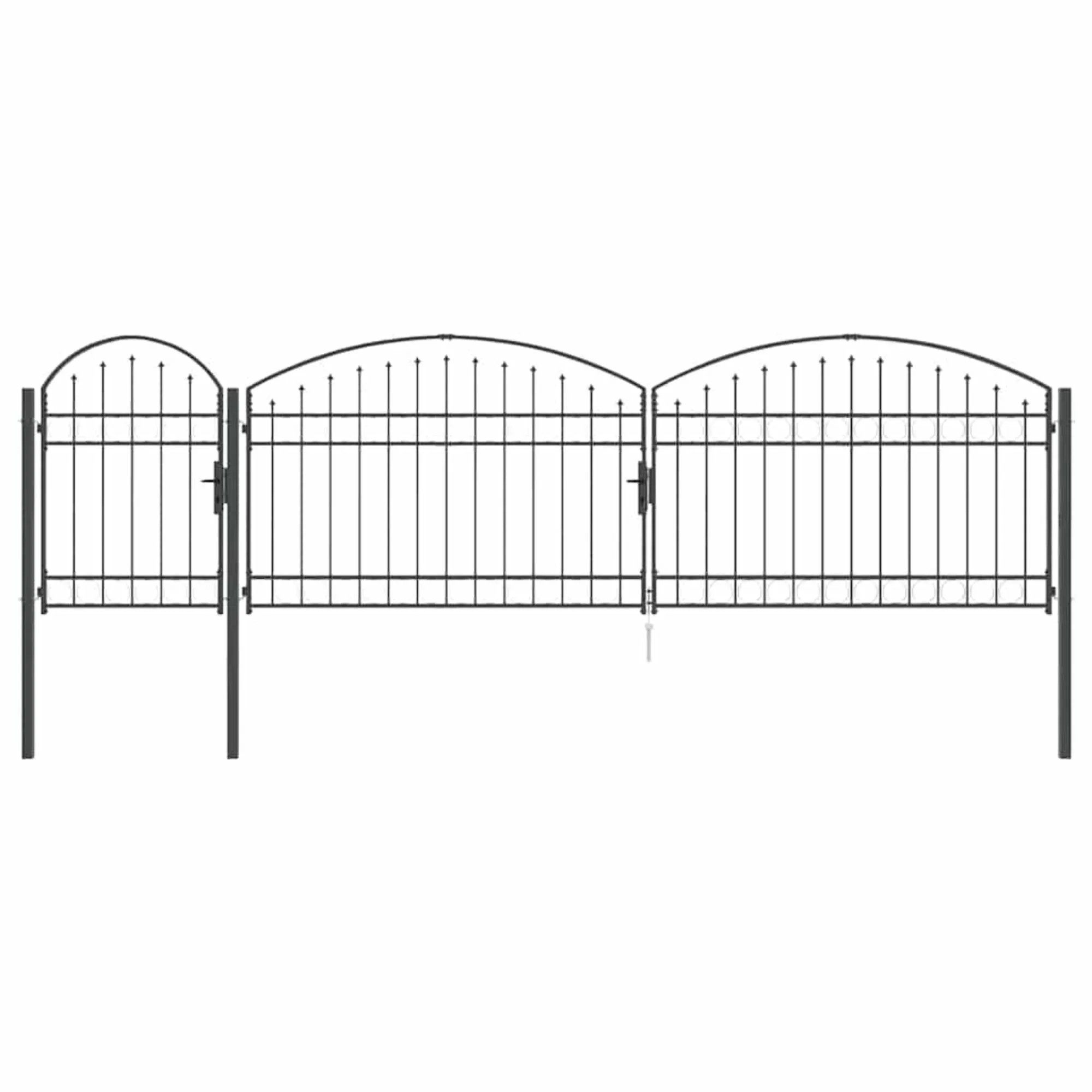 TS Gartentor Stahl mit gewölbtem Oberteil 500 × 150 cm – Grau