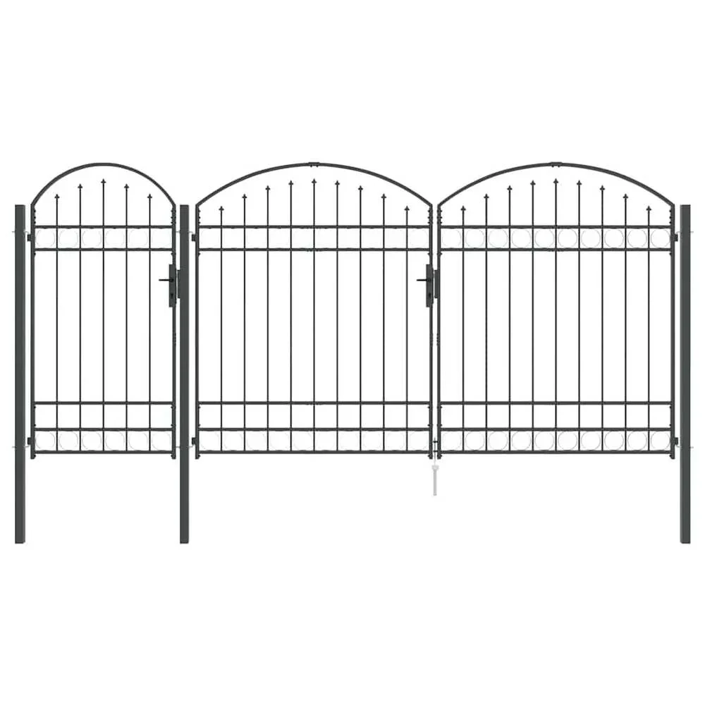 TS Gartentor Stahl mit gewölbtem Oberteil 400 × 175 cm – Grau