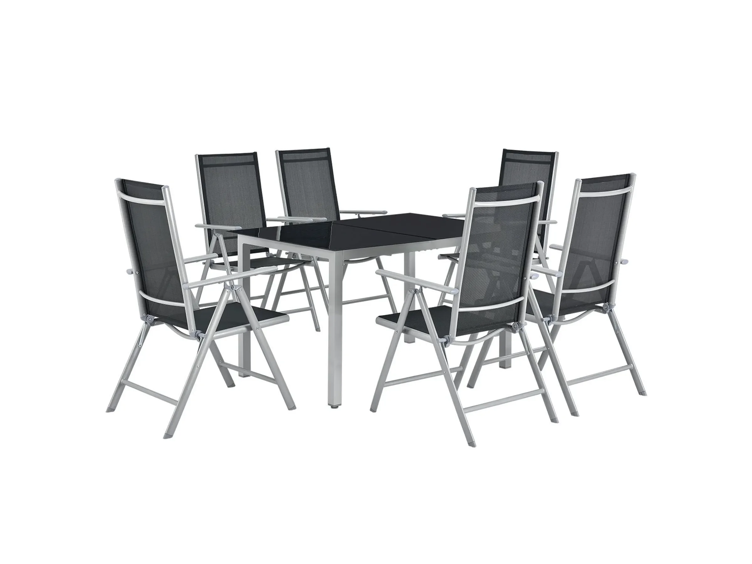 Juskys Aluminium Gartengarnitur Milano 7-teilig – Silbergrau