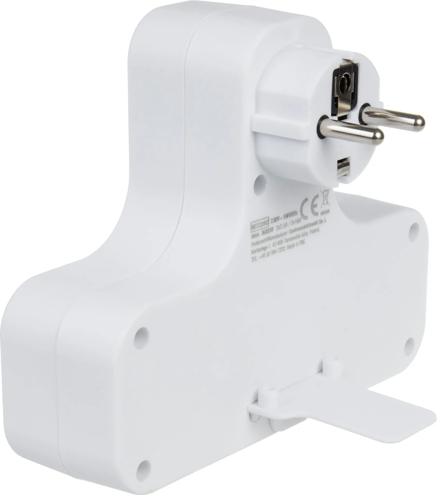 4-fach Mehrfachsteckdose – 2× Schuko + 2× Euro – mit Kindersicherung – Weiß